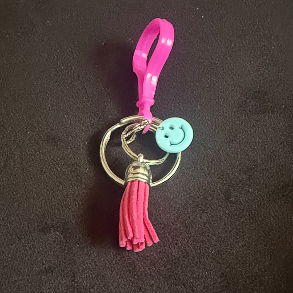 Vibrant Pink and Gold Tassel Keychain